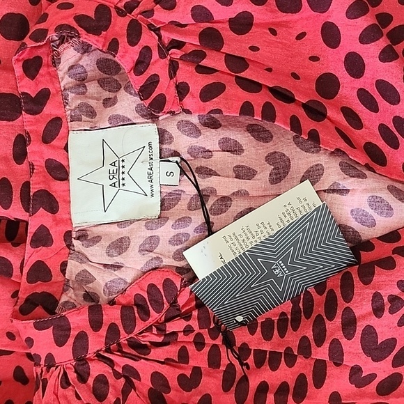 NWT Nordstrom Area Stars tiered puff sleeve dot mini dress in red size small - Picture 7 of 8